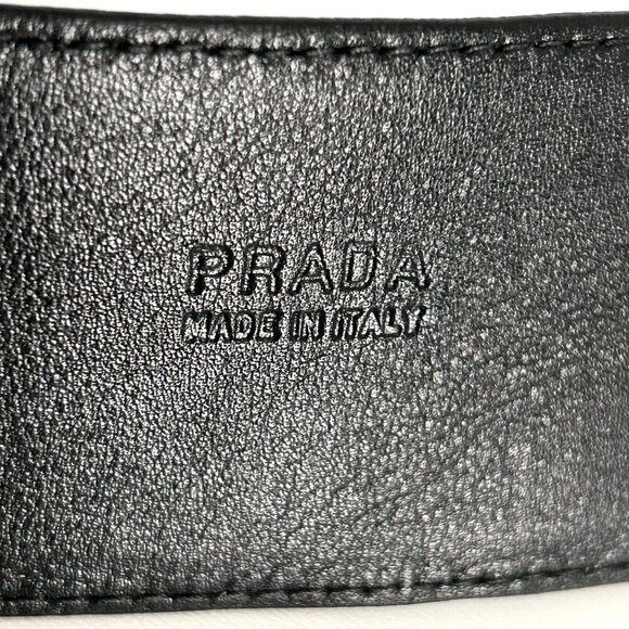 Prada UNISEX Black Leather Belt Size 34 - Picture 8 of 10